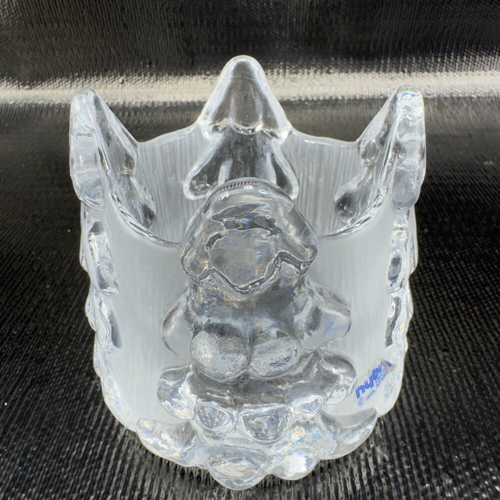 1980s Nybro Sweden Crystal Glass Votive Tealight‎ Candle Holder Christmas Tree